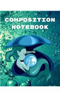 Composition Notebook: Wide Ruled Lined Notebook With Mermaid And Seashell Cover.