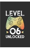 level 06 Unlocked: Blank lined journal 100 page 6 x 9 gaming birthday gift for students, boys or men to jot down his ideas and notes