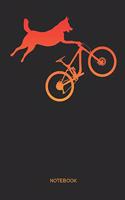 Notebook: Dog riding a mountain bike notebook gift for mountainbikers, cyclists, bike fans, dog owners and dog fans, children, women and men
