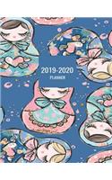 2019-2020 Planner: Blue Russian doll Matryoshka 2019 and 2020 Weekly and Monthly Organizer