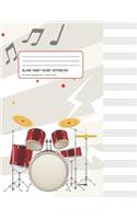 Blank Sheet Music Notebook: Manuscript Paper * Large (8.5" x 11") * 12 Stave * 100 Pages: Drum Kit