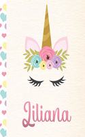 Liliana: Personalized Unicorn Journal For Girls - 8.5x11 110 Pages Notebook/Diary With Pink Name