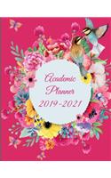 Academic Planner 2019-2021: Pink Color Art Flowers, 8.5" x 11" Three Year Planner Academic 2019-2021 Calendar NoteBook (36 Months Calendar Planner)