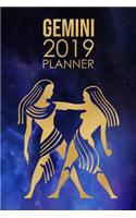 Gemini Planner: 2019: Zodiac Star Sign: Organizer and Notebook: Nebula Design