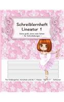 Schreiblernheft Lineatur 1: Extra großes Format I 100 Seiten - blanko - Lineatur 1 I Übungsheft für Zuhause - Kindergarten - Vorschule - 1. Klasse I Geschenkidee für Vorschulki