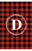 D: D Monogram Journal: Buffalo Plaid: 6x9 Inch, 120 Pages, Lined Journal, College Ruled Notepad