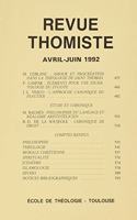 Revue Thomiste - 2/1992: (Revue Thomiste)