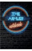 The ASHLEY Notebook: Vintage Blank Ruled Personalized & Custom Neon Sign Name Dotted Notebook Journal for Girls & Women. Wall Background. Funny Desk Accessories. Retro B