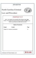 North Carolina Criminal Law and Procedure-Pamphlet 37