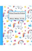 Primary Composition Notebook: Unicorn Diamond Primary Ruled Journal for K-2 - Handwriting Practice Paper - Blank Space for Drawing - Draw and Write Journal for Kids - Blank Story