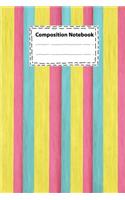 Composition notebook Vintage-Rainbow colorful background Pink yellow and blue color for School and College