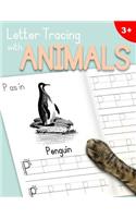 Letter Tracing With Animals: Learn the Alphabet - Handwriting Practice Workbook for Children in Preschool and Kindergarten - Light Blue-Peach Cover