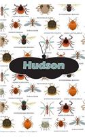 Hudson: Bug Insects Personalized Name Notebook Journal Diary Sketchbook with 120 Lined Pages 6x9