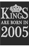 Kings Are Born In 2005: Blank Lined Journal, Happy Birthday Sketchbook, Notebook, Diary Perfect Gift For 14 Year Old Boys