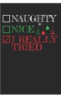 Naughty Nice I Really Tried: Anti Christmas Notebook Santa Naughty List Gift Xmas Holiday Journal - 120 Pages Blank Lined