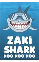 Zaki - Shark Doo Doo Doo: Blank Ruled Name Personalized & Customized Shark Notebook Journal for Boys & Men. Funny Sharks Desk Accessories Item for Writing Primary / Kindergar