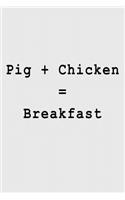 Pig + Chicken = Breakfast: Blank Lined Journal