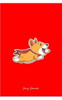 Corgi Journal: Dot Grid Journal - Flying Hero Corgi Pattern Cute Dog Lover Gift - Red Dotted Diary, Planner, Gratitude, Writing, Travel, Goal, Bullet Notebook - 6x