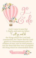 Go and Do 1 Nephi 3: 7: Hot Air Balloon Floral 2020 Youth Theme 6"x9" Journal, No Prompt Lined Blank Notebook, Young Women Theme Church Journal