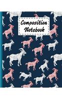 Composition Notebook: Cute Goats Gifts Cartoon themed Wide Ruled Paperback For Girls Boys Kids Teens For Taking notes & Ideas - Perfect as Gifts For Goats Farmers & Goats