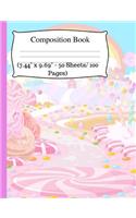 Composition Book: Cute Pink Notebook, Wide Ruled Notebook for Kids, Cute Notebooks for School, Small Composition Notebook Wide Ruled, One Subject Notebook (7.44" x 9.