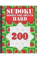 Sudoku books for adults hard: 200 Sudokus from hard with solutions for adults Gifts Sudoku hard book Watermelon Lover adults, kids