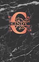 Cindy: Personalized Journal Notebook for Women or Girls. Monogram Initial C with Name. Black Marble & Rose Gold Cover. 8.5 X 11 110 Pages Lined Journal Pap