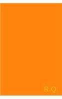 R.Q.: Gold On Dark Orange Fashion Color Monogram Personalized Notebook With Two Initials. Matte Soft Cover Professional Style with120 Blank Lined Pages