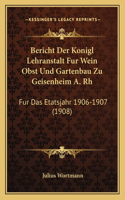 Bericht Der Konigl Lehranstalt Fur Wein Obst Und Gartenbau Zu Geisenheim A. Rh
