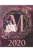 2020 Weekly Planner - Monogram Initial "M": 12-Month Large Print Rose Gold Glitter Purple Letter-Sized A4 Schedule Organizer by 52 Week Cornell Notes Monthly Calendar Designed in USA floral pu(13 2020 Rose Gold Glitter)