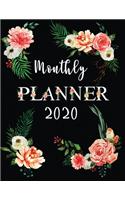 Monthly Planner 2020: Organizer To do List January - December 2020 Calendar Top goal and Focus Schedule Beautiful background Monthly and Weekly include Holiday Design Cov