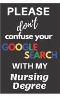 Please don't confuse your Google Search with my Nursing Degree: Blank Lined Journal - makes a great Graduation gift!