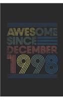 Awesome Since December 1998: Graph Paper Notebook / Journal (6" X 9" - 5 Squares per inch - 120 Pages) - Happy Birthday 21st Gift Idea