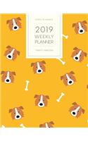 2019 Weekly Planner Twenty Nineteen: Dated with to Do Notes and Inspirational Quotes - Yellow Collie
