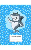 Composition Book 100 Sheets/200 Pages/8.5 X 11 In. College Ruled/ Happy Shark: Writing Notebook Lined Page Book Soft Cover Plain Journal Ocean Sea