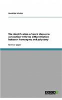 identification of word classes in connection with the differentiation between homonymy and polysemy