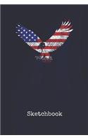 Sketchbook: American Bald Eagle US Blank Writing Journal Patriotic Stars & Stripes Red White & Blue Cover Daily Diaries for Journalists & Writers Note Taking Wr