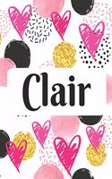 Clair: Personalized Name Journal with Blank Lined Paper