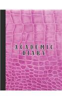 Academic diary: Large page per week academic organizer planner for all your educational organisation - Pink croc leather effect cover design