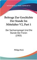 Beitrage Zur Geschichte Der Stande Im Mittelalter V2, Part 1