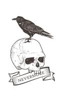 Never More Nevermore Skull And Raven: Unlined / Plain Nevermore Notebook / Journal Gift - Large ( 6 x 9 inches ) - 120 Pages -- Softcover