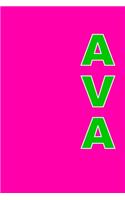 Ava: A 6x9 Lined Journal (Green Print on a Hot PInk Background)