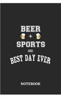 BEER + SPORTS = Best Day Ever Notebook: 6x9 inches - 110 graph paper, quad ruled, squared, grid paper pages - Greatest Alcohol drinking Journal for the best notes, memories and drunk thoug