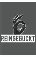 Reingeguckt: Lochspiel als karo Notizbuch mit 120 Seiten. Reingeschaut Trick als lustiges Geschenk
