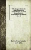 Wellenlangen-tabellen fur spektralanalytische untersuchungen auf grund der ultravioletten funkenspektren der elemente