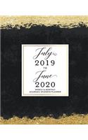 July 2019 to June 2020 Weekly & Monthly Academic Splendid Planner: Simple Modern Black & Gold 2019-2020 Dated Calendar Organizer with To-Do's, Checklists, Notes and Goal Setting Pages