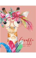 2019 2020 15 Months Giraffe Watercolor Daily Planner: Academic Hourly Organizer In 15 Minute Interval; Appointment Calendar With Address Book, Password Log & Notes; Monthly & Weekly Goals Journal Diary 