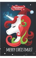 Christmas Notebook Merry Christmas: Make Lists, Keep Track Of Gifts, Recipes, Holiday Plans & More A Perfect Holiday Journal, Notebook Or Diary 100 Blank Lined Pages Unicorn Wearing Sa