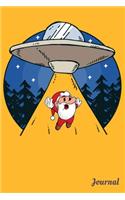 Journal: 120 Blank Lined Pages - 6" x 9" Notebook With Funny Flying Ufo Santa Claus Print On The Cover