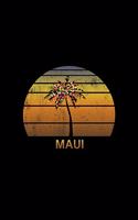 Maui: Christmas Notebook With Retro Hawaiian Sunset Holiday Palm Tree Design. Vintage Soft Cover Travel Journal Diary With Lined College Ruled Paper.